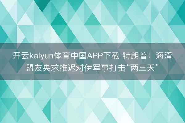 开云kaiyun体育中国APP下载 特朗普：海湾盟友央求推迟对伊军事打击“两三天”