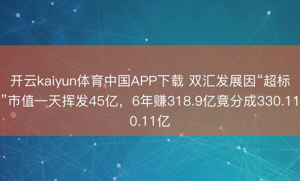 开云kaiyun体育中国APP下载 双汇发展因“超标肉”市值一天挥发45亿，6年赚318.9亿竟分成330.11亿